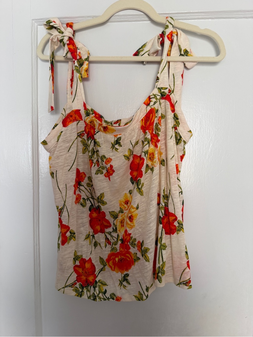 Joie Cream Tank with Orange & Yellow Floral Tie Straps